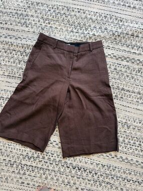 Babaton Dark Brown Flat-Front Tailored Shorts New With Tags